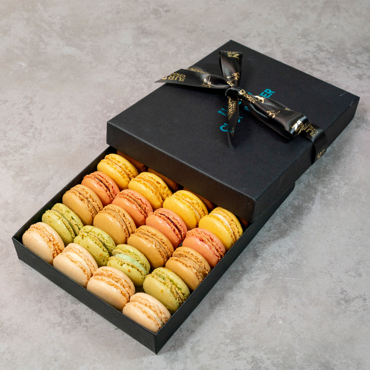 Assorted Macarons 32 - With Ribbon - The Urban Chocolatier